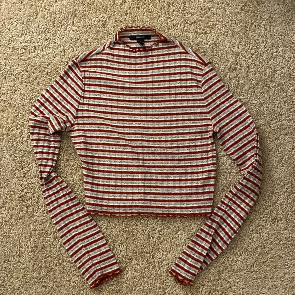 Forever 21 Ribbed & Striped Long Sleeve Top
